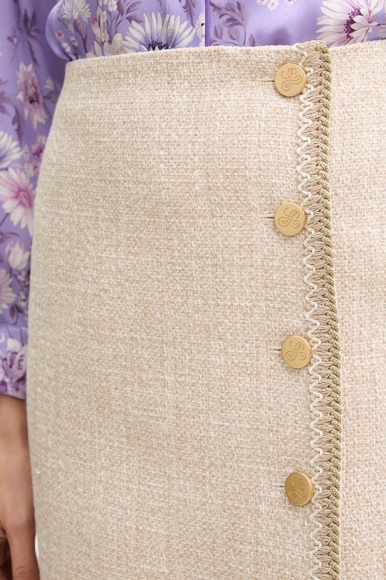 Luisa Spagnoli spódnica z dodatkiem lnu Tanzania beżowy 543169