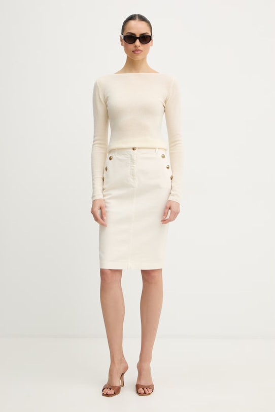 Luisa Spagnoli spódnica jeansowa Targhetta 542974 beżowy SS26