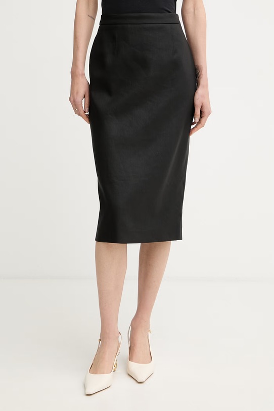 Luisa Spagnoli φούστα με λινό Timida μαύρο 543305