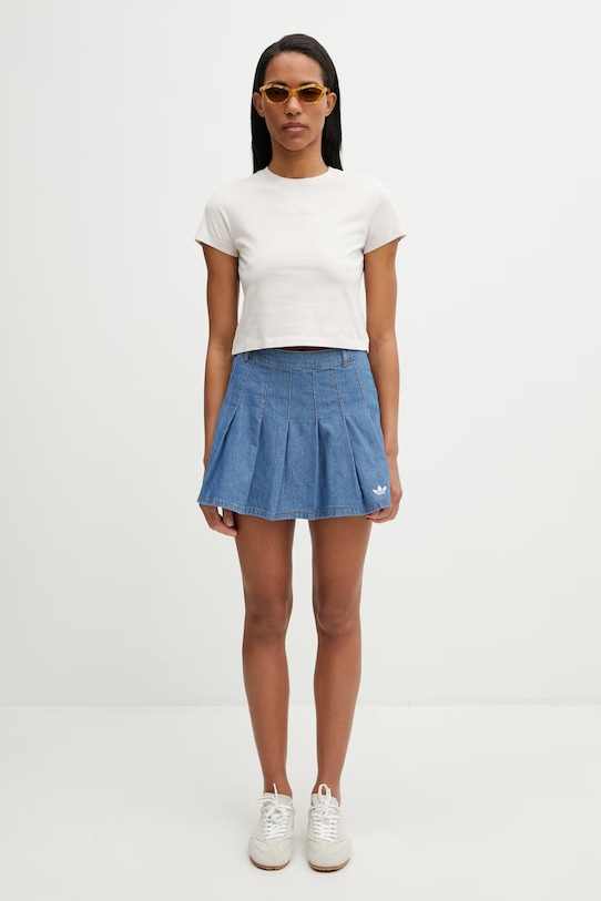 adidas Originals spódnica plisowana jeansowa KD5523 niebieski
