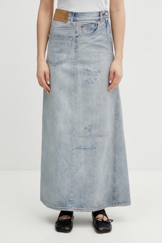 MM6 Maison Margiela spódnica jeansowa bawełna niebieski S52MI0016.M30055.962