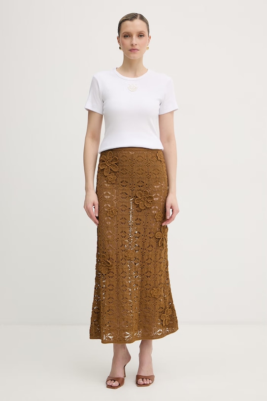 Pinko πλεκτή φούστα βαμβακερή 106861.A3B8 πράσινο SS26