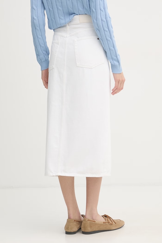 Odzież Tommy Hilfiger spódnica z rozcięciem jeansowa WW0WW48607 biały