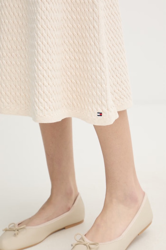 Tommy Hilfiger spódnica sweterkowa bawełniana beżowy WW0WW49614