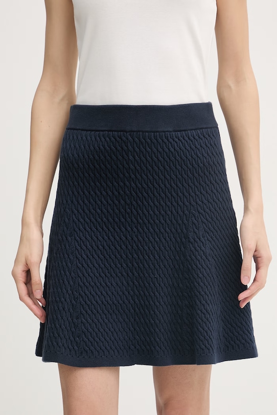 Tommy Hilfiger spódnica z bawełną granatowy WW0WW50725