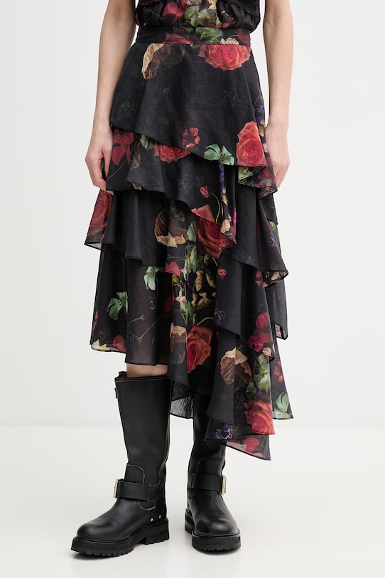 AllSaints gonna con lino CAYA mini nero W006RE