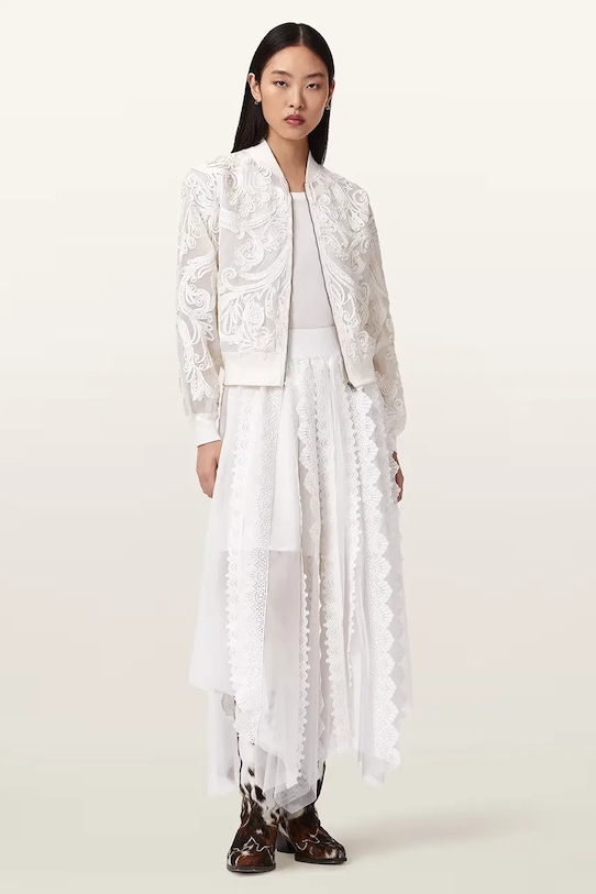 Suknja AllSaints VASHTIE W034RE bijela