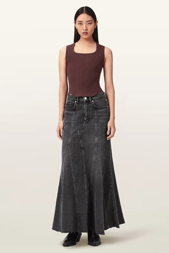 Odzież AllSaints spódnica jeansowa ALMA W098RE czarny