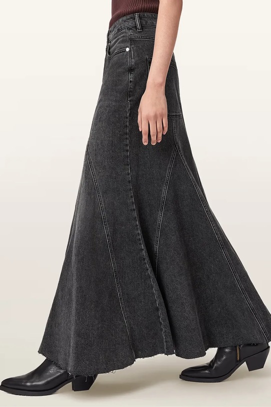 AllSaints spódnica jeansowa ALMA W098RE czarny