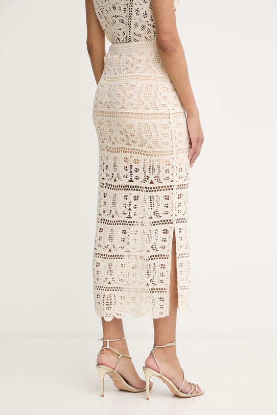Odzież Guess spódnica z rozcięciem bawełniana OCTAVIA W6GDA4.Z0935 beżowy