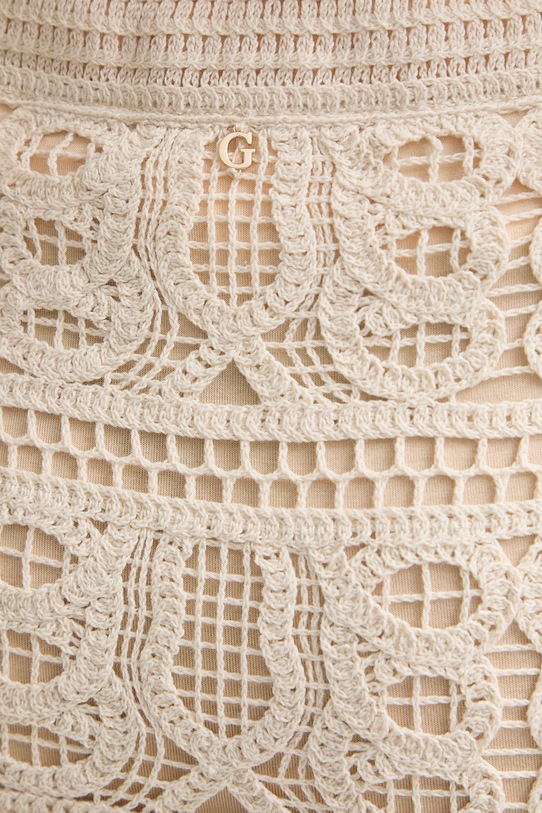 Guess spódnica z rozcięciem bawełniana OCTAVIA beżowy W6GDA4.Z0935