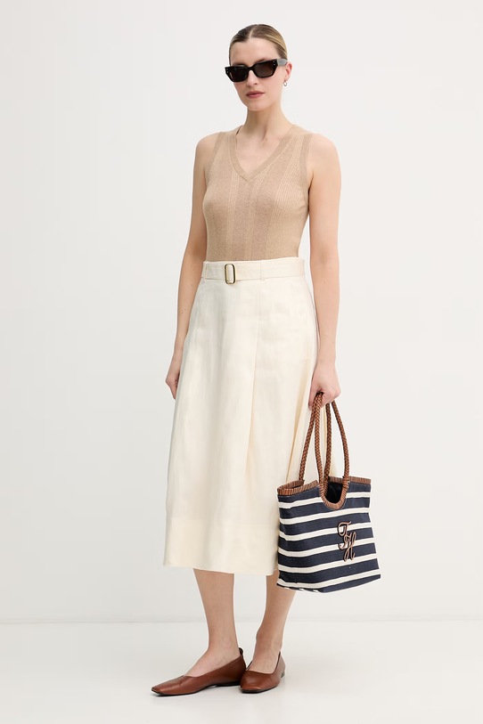 Tommy Hilfiger krilo A-kroja laneno WW0WW49651 bež SS26