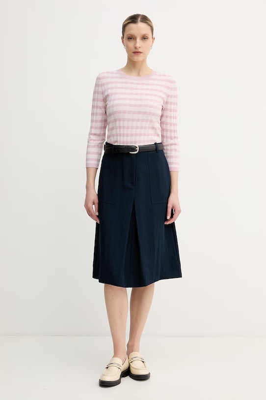 Tommy Hilfiger φούστα με βισκόζη WW0WW49673 σκούρο μπλε SS26