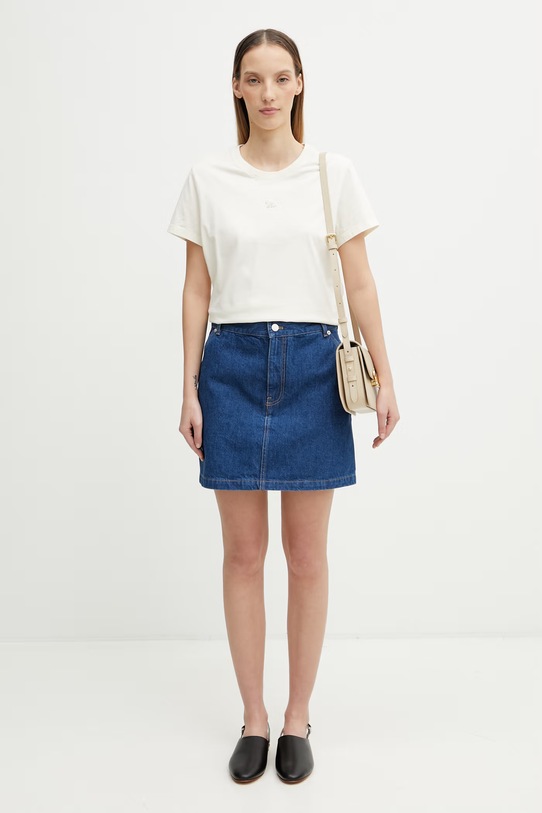 Maison Kitsuné spódnica jeansowa QW01501WD4023 niebieski