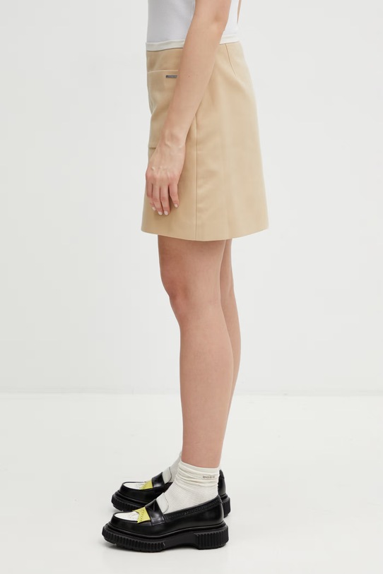 Maison Kitsuné spódnica bawełniana Patch Pocket QW01504WW9093 brązowy SS26