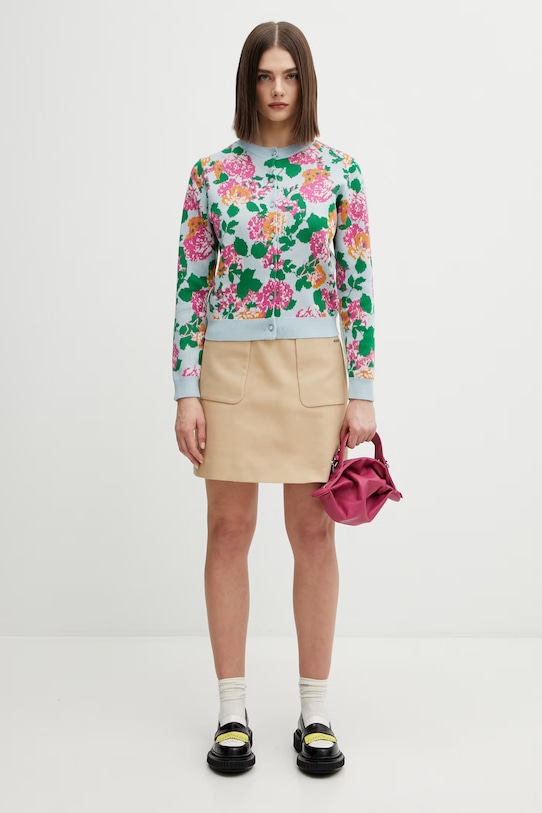 Maison Kitsuné spódnica bawełniana Patch Pocket brązowy QW01504WW9093