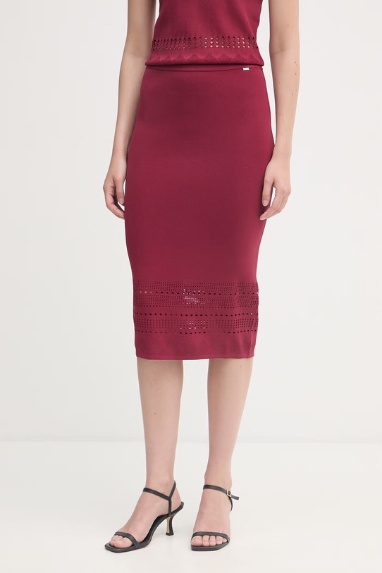 Gaudi spódnica z wiskozy bordowy 611FD73002
