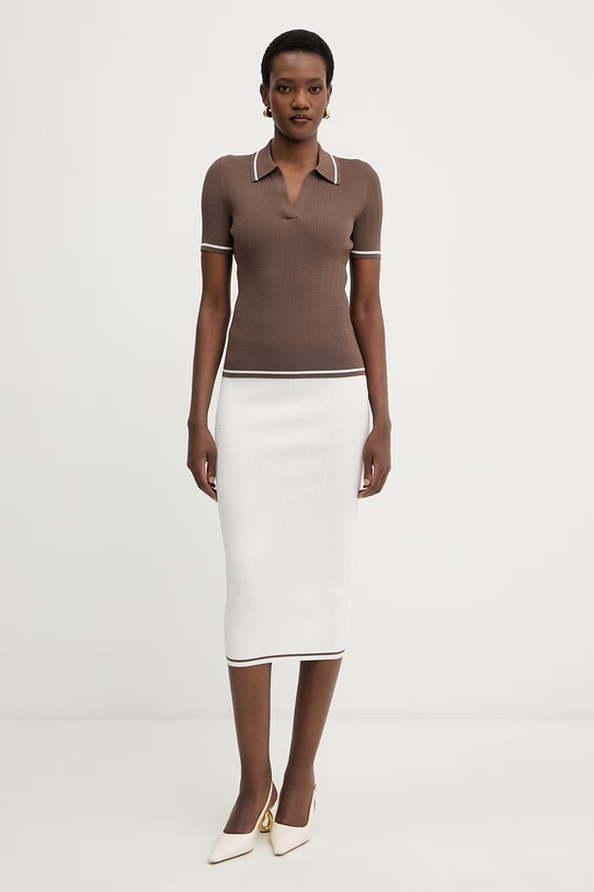 Armani Exchange sukně s viskózou XW002245.AF10352 béžová SS26