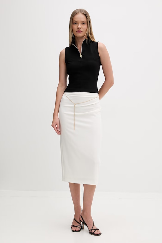 HUGO spódnica z rozcięciem z wiskozą Ratsa 50558168 beżowy SS26