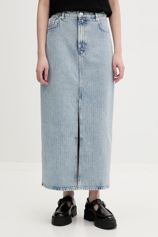 HUGO spódnica z rozcięciem jeansowa niebieski 50568239