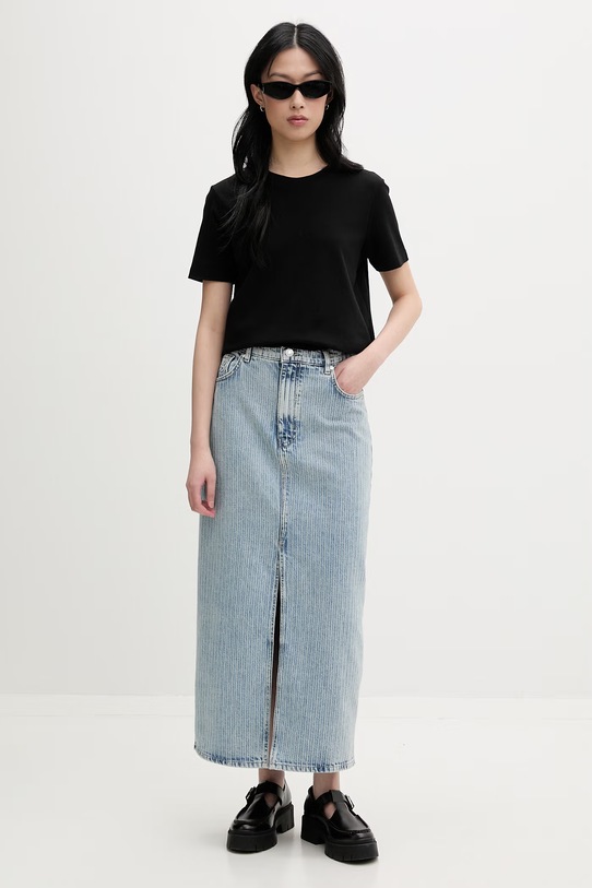 HUGO spódnica z rozcięciem jeansowa 50568239 niebieski SS26