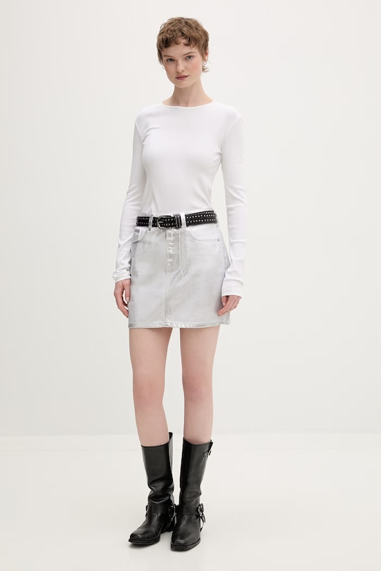 Karl Lagerfeld Jeans spódnica bawełniana B2W12024 srebrny SS26