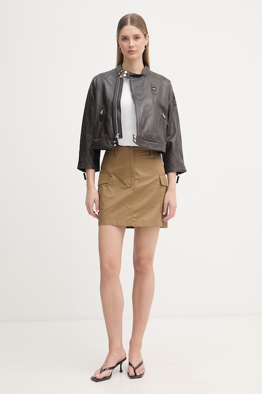 Blauer spódnica trapezowa bawełniana BLUEVIEW BLDV05282 brązowy SS26