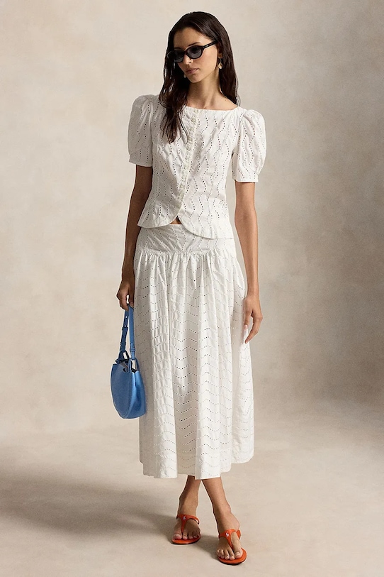 Polo Ralph Lauren spódnica bawełniana 211A12942 biały