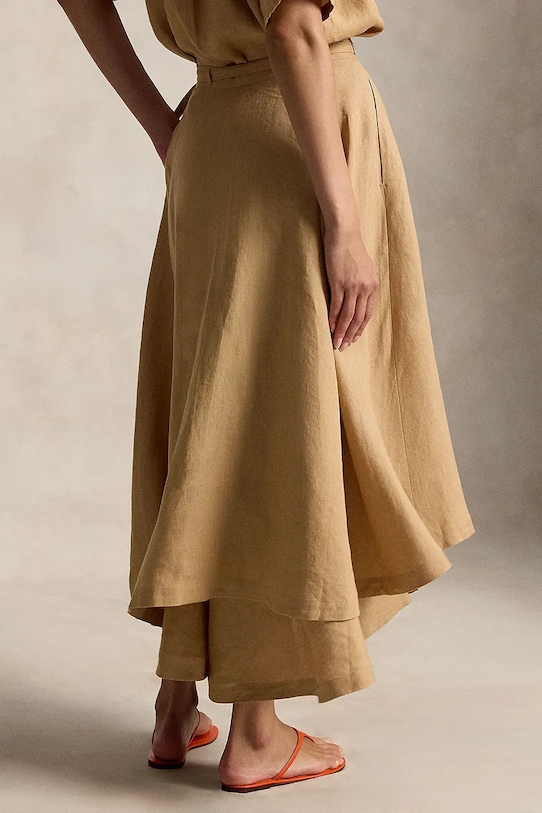 Polo Ralph Lauren spódnica asymetryczna lniana 211A12946 beżowy SS26