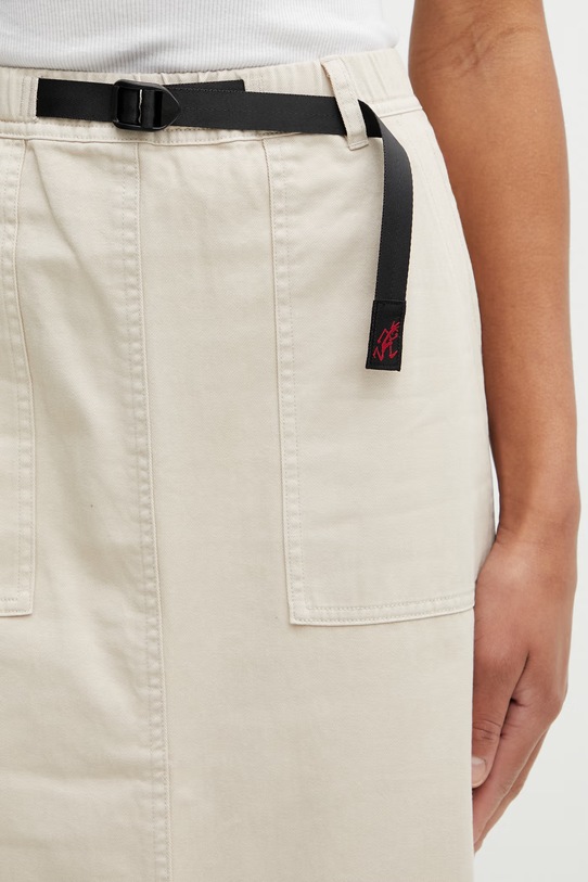Gramicci LONG BAKER SKIRT spódnica z rozcięciem bawełniana beżowy G3SW.SK069.
