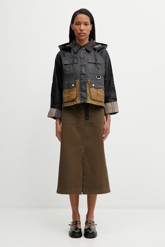 Gramicci LONG BAKER SKIRT spódnica z rozcięciem bawełniana G3SW.SK069. zielony