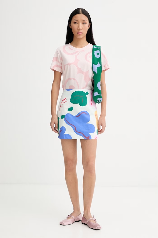 Marimekko fustă în formă de A cu amestec de in 095442 multicolor SS26