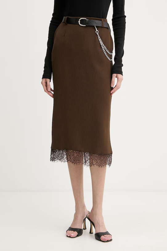 Haveone spódnica z rozcięciem brązowy GVS.Q026
