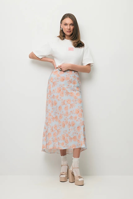 Odzież BIZUU spódnica z wiskozy BREE BREE.BLEKITNY niebieski