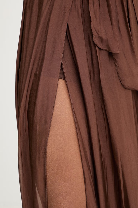 Haveone spódnica z dodatkiem jedwabiu brązowy GCH.Q004