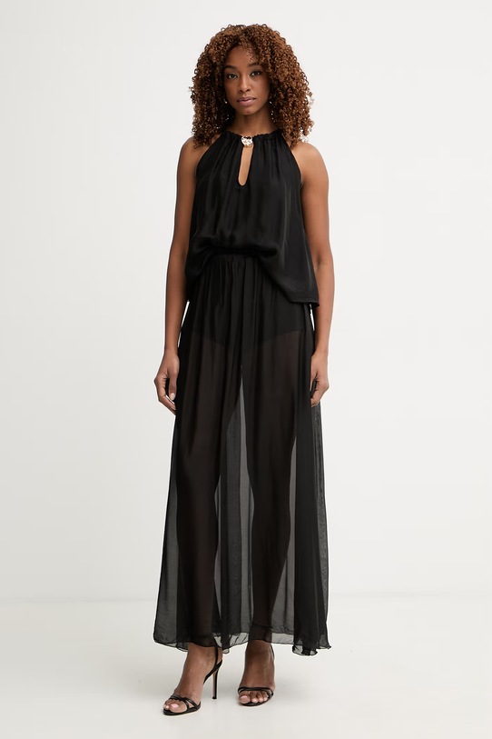 Haveone spódnica z dodatkiem jedwabiu GCH.Q004 czarny SS26