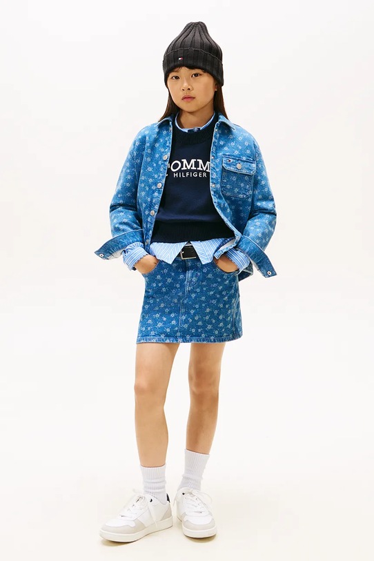 Tommy Hilfiger spódnica jeansowa dziecięca wzorzyste niebieski KG0KG08952.128.176.PPY2