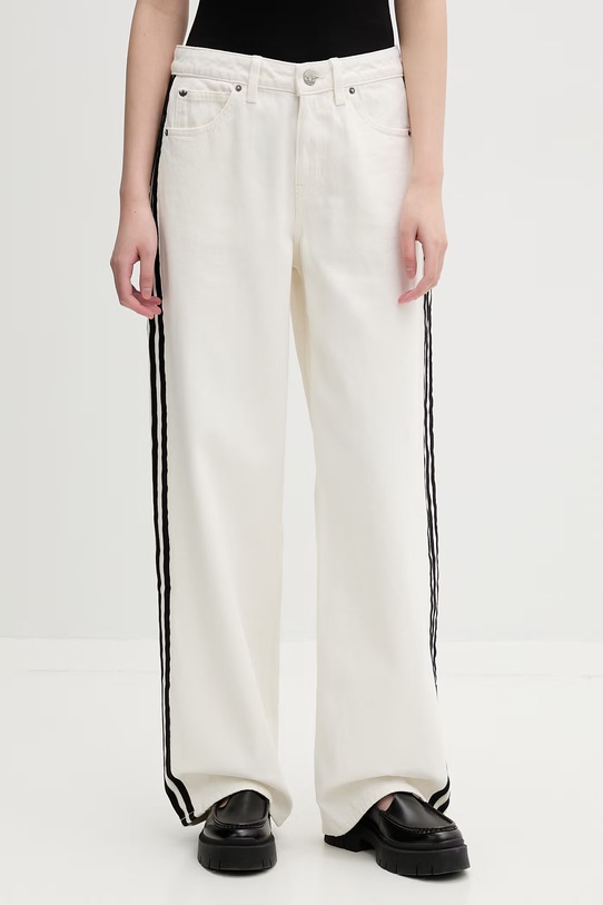 adidas Originals Firebird jeansy straight damskie beżowy KD2895