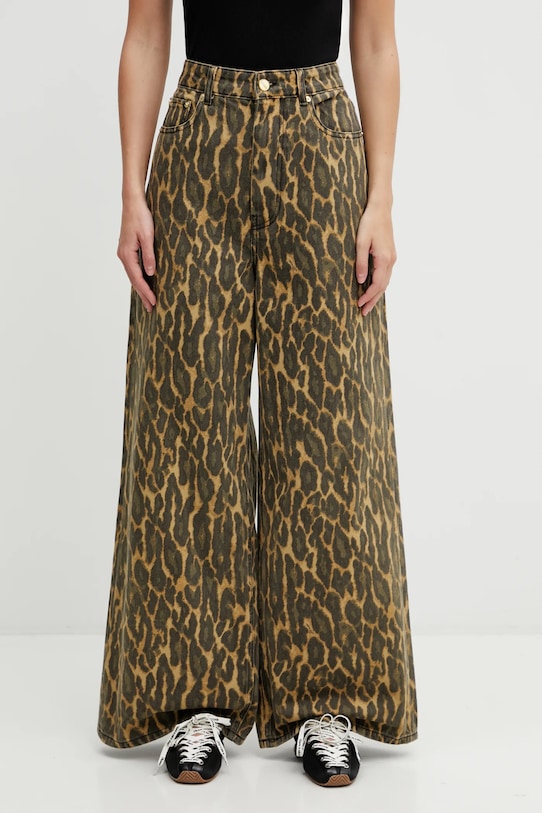 GANNI jeansy high zielony A1100033