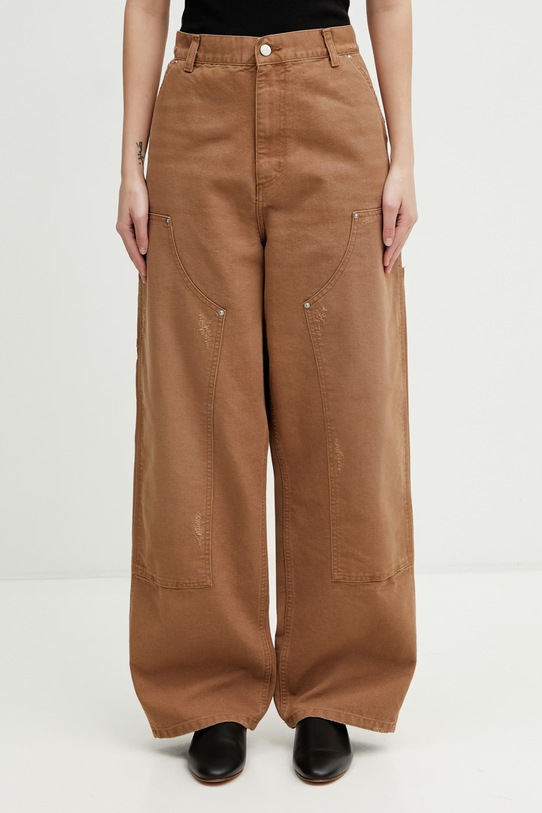Carhartt WIP W Brandon Double Knee Pant spodnie cargo bawełniane damskie brązowy I036352.HZB7