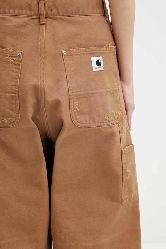 Carhartt WIP W Brandon Double Knee Pant spodnie cargo bawełniane damskie brązowy I036352.HZB7