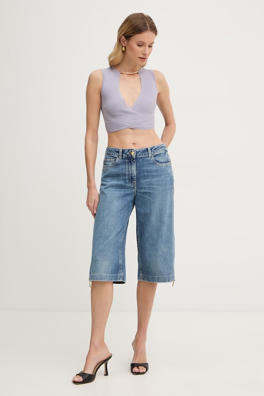 Elisabetta Franchi bermudy damskie jeansowe PJ18I61E2 niebieski SS26