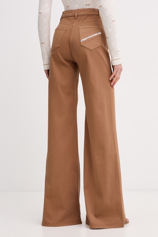 Odzież Elisabetta Franchi jeansy wide leg damskie PJ23N61E2 brązowy
