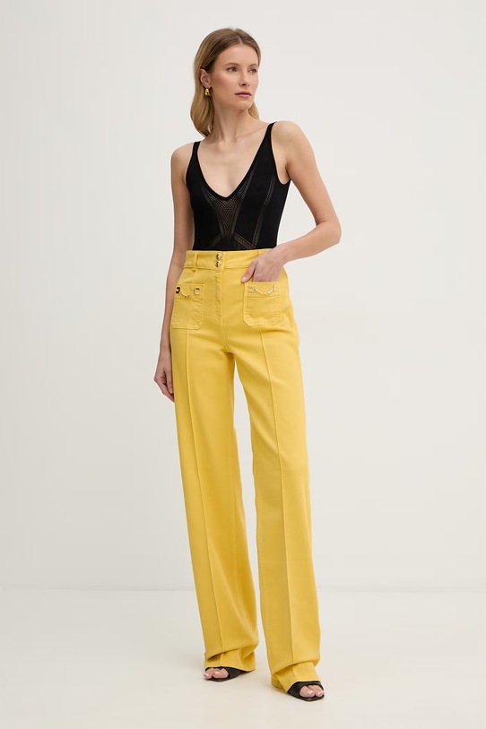 Elisabetta Franchi jeansy straight damskie PJ25D61E2 żółty SS26