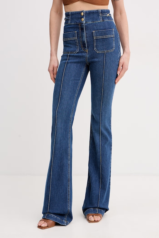 Elisabetta Franchi jeansy flare damskie niebieski PJ26D61E2