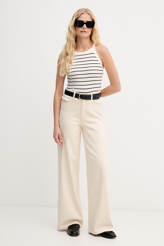 Mos Mosh jeansy wide leg damskie Colette 176420 beżowy SS26