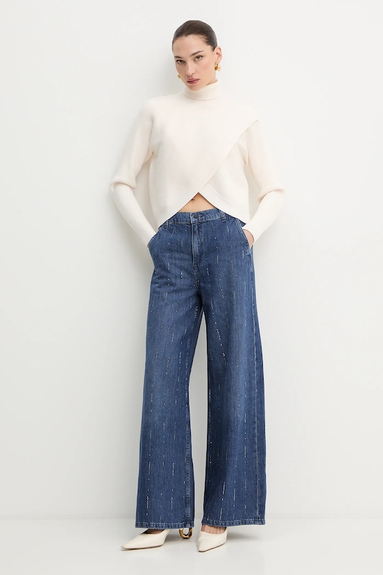 Liu Jo jeansy z domieszką lnu UA6108.D0315 granatowy SS26