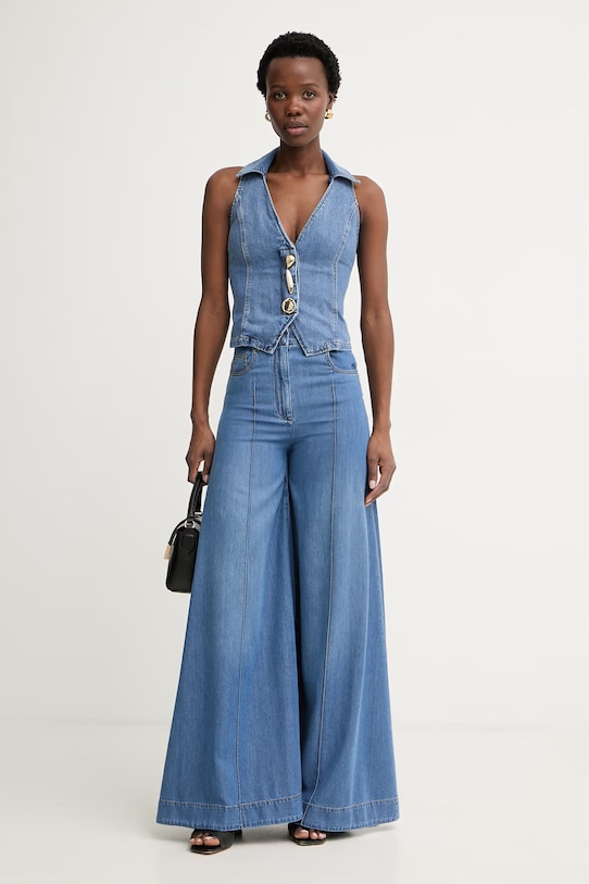 Simona Corsellini blugi wide leg pentru femei P26CPPAT0101 albastru SS26