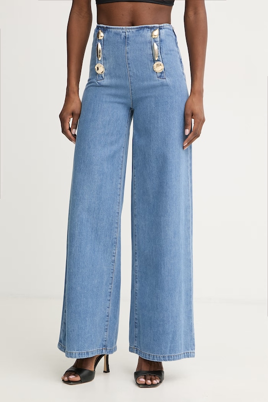 Simona Corsellini jeansy wide leg damskie niebieski P26CPPAT0201