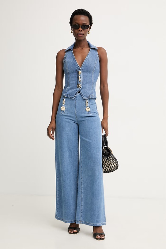 Simona Corsellini jeansy wide leg damskie P26CPPAT0201 niebieski SS26